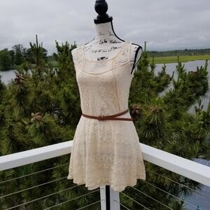 Rewind Ecru Lace mini dress/top with belt